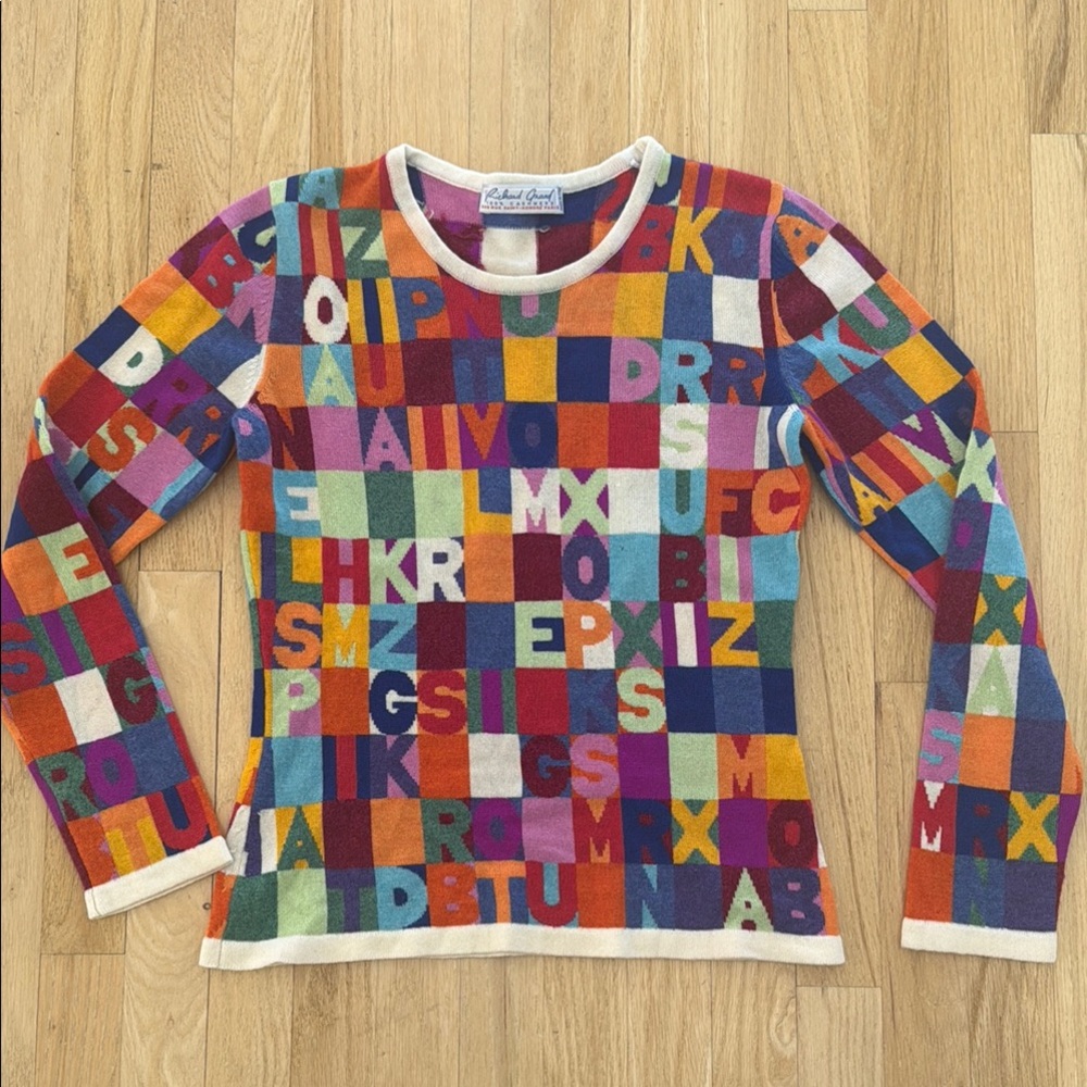 Robert Graham 100% Cashmere Multicolor Alphabet Sweater Pullover